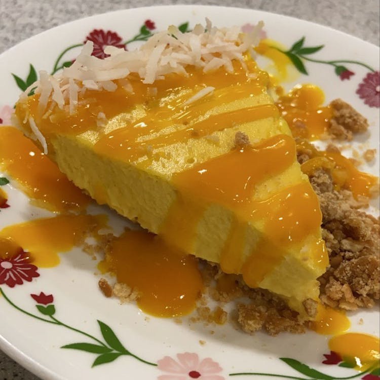 Eggless Mango Cheesecake Slice image