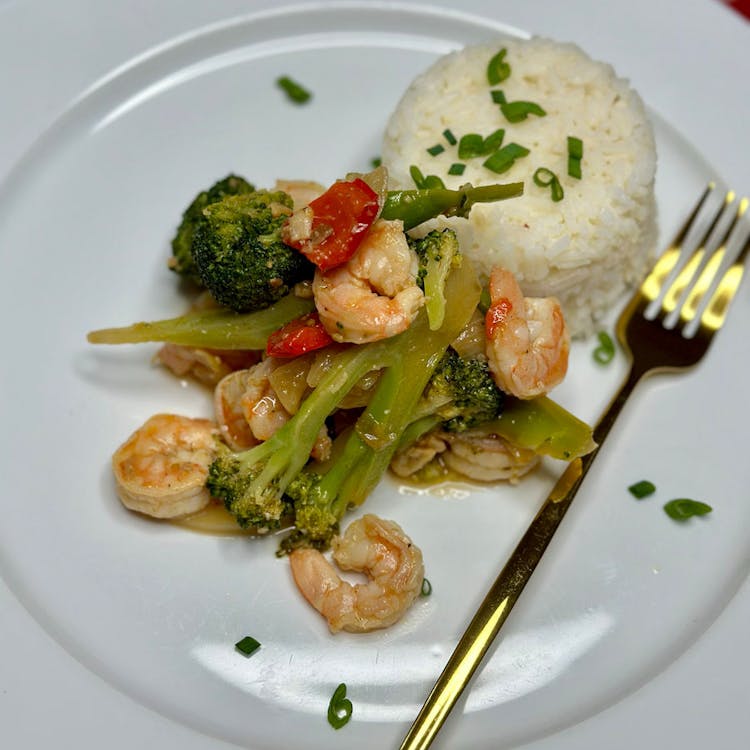Shrimp & Broccoli Stir-Fry with Jasmine Garlic Rice  image