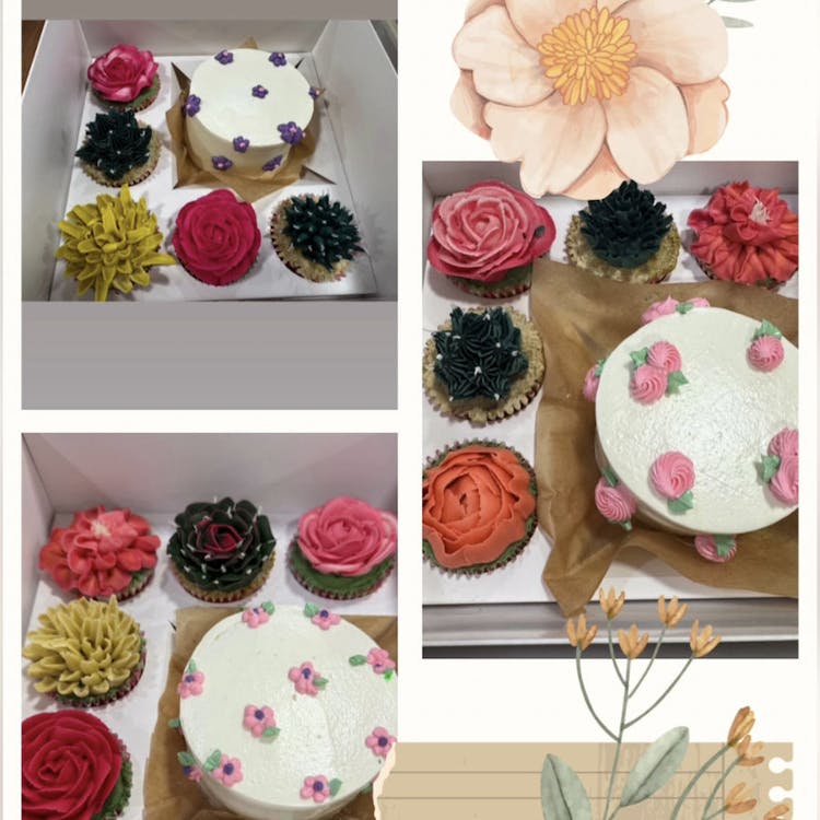 Seasonal cake (Mother’s Day) with cupcakes image