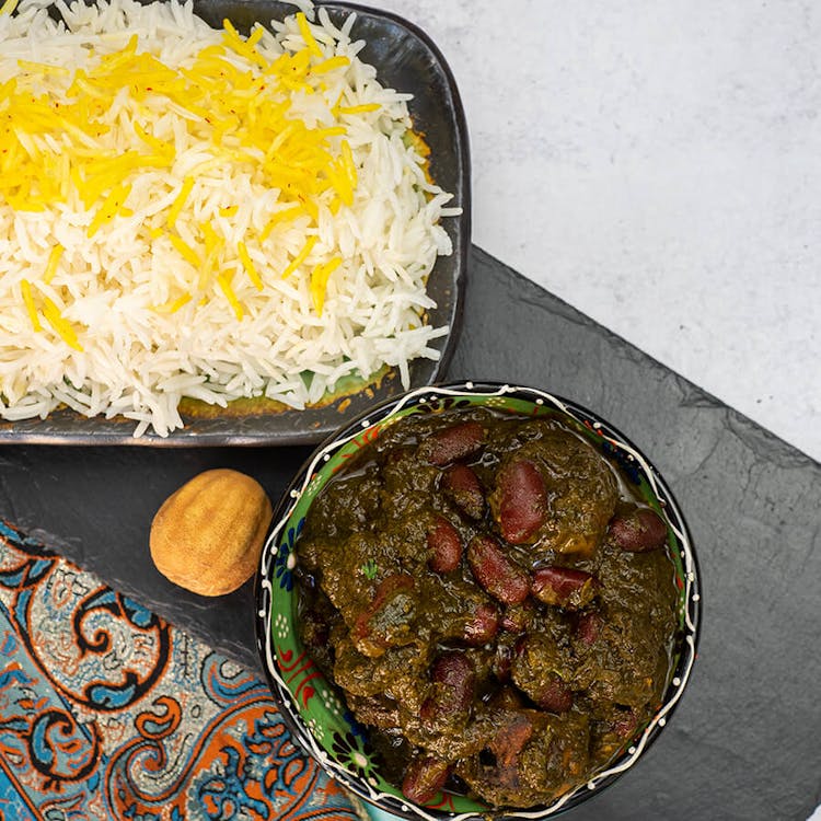 Ghorme Sabzi - Green Herbs Beef Stew w/Basmati Rice image
