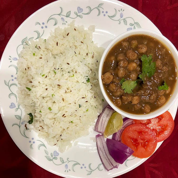 Jeera rice with Chole masala image