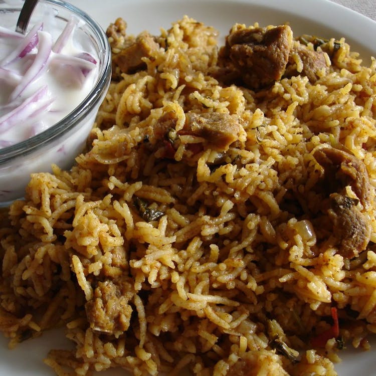 Basmati rice mutton biryani image
