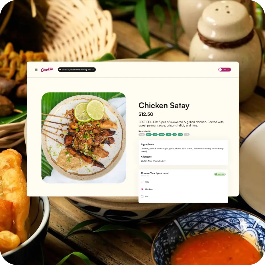 Screenshot of the web storefront from cookin.